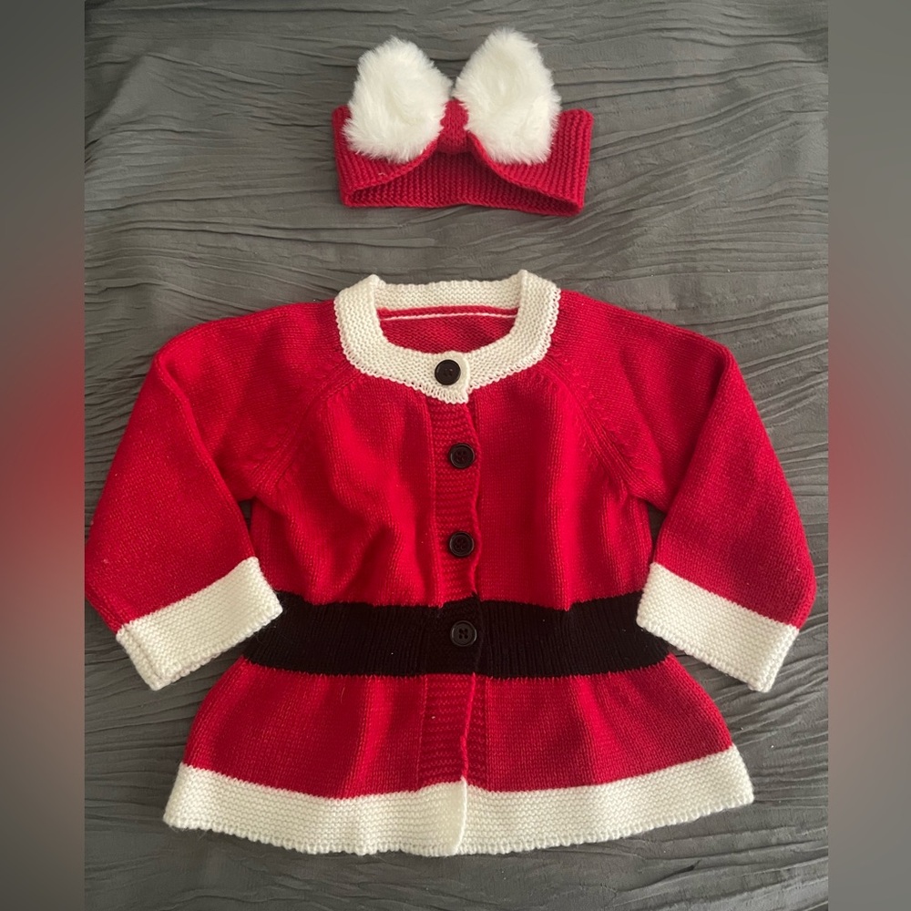 Christmas dress for baby girl 6-12 months includes headband
